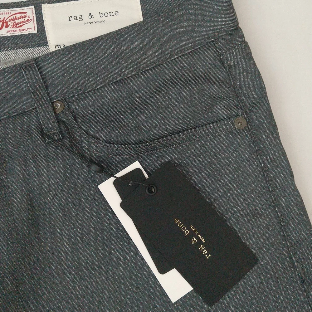 Rag bone fit 2 slim mid rise tailored raw grey denim jeans men's Sz 34w/32L - Picture 4 of 14